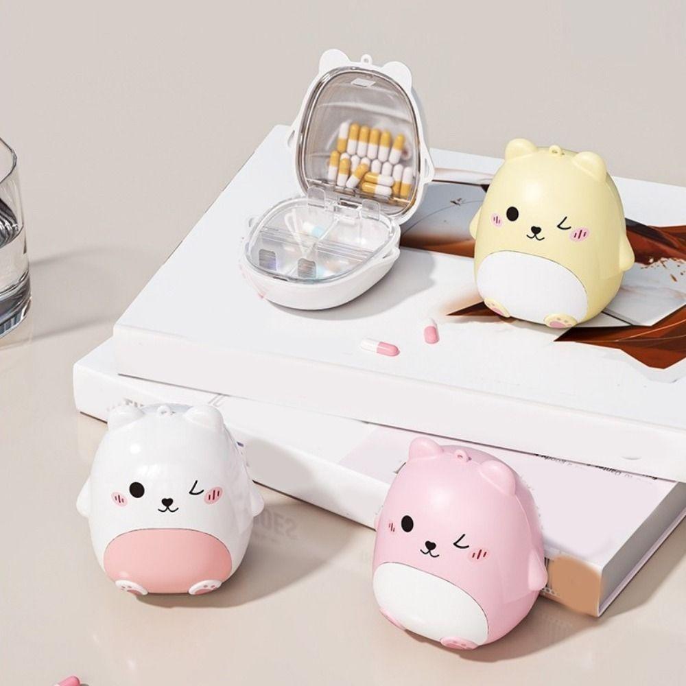 Plastik Cartoon Bär Pillendose 5 Fächer Medikamentenspender Tragbare Medikamentenaufbewahrungsbox Zuhause