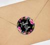 Darling Souvenir Round 45 Pcs Floral & Vines Border Black Thank You Stickers Envelope Seal-1.6