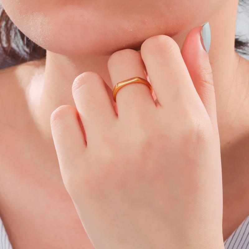 Cazador Stainless Steel Gold Color Minimalist Women's Ring Simple Classic Finger Rings Fashion Couple Wedding Jewelry Wholesale