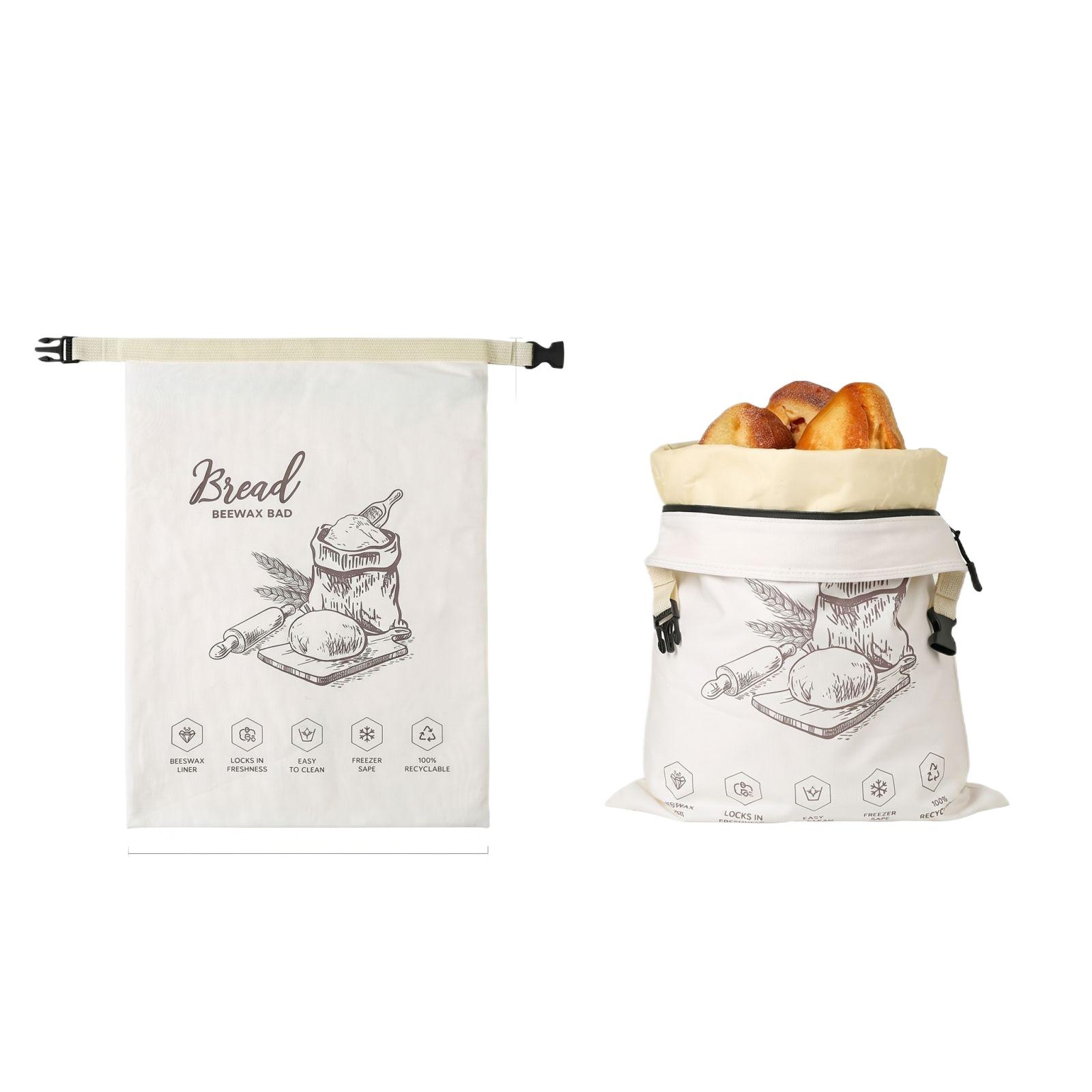 

Reusable, Food Grade Beeswax Bread Bags With Closures And Zippers. One Size белый