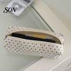 Borsa Cosmetica Portatile per Donna Astuccio a Pois, Custodia Organizer in Tessuto per Cancelleria, Portapenne Multiuso Carino per Trucco Scuola con Zip