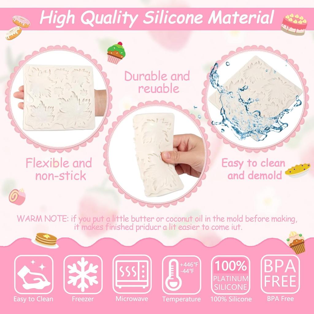 1 Pcs Maple Leaf Fondant Mold, Plant Leaf Chocolate Silicone Molds, for Autumn Theme Party Kitchen Baking Cake Decoration Cupcake Topping Cookie