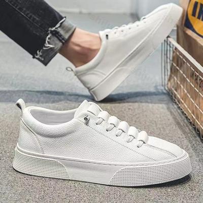 Herren Sneaker Freizeitschuhe Herren Flats Leichtgewicht PU-Leder Atmungsaktiver Schuh Herren Weiße Sportschuhe Zapatillas Hombre