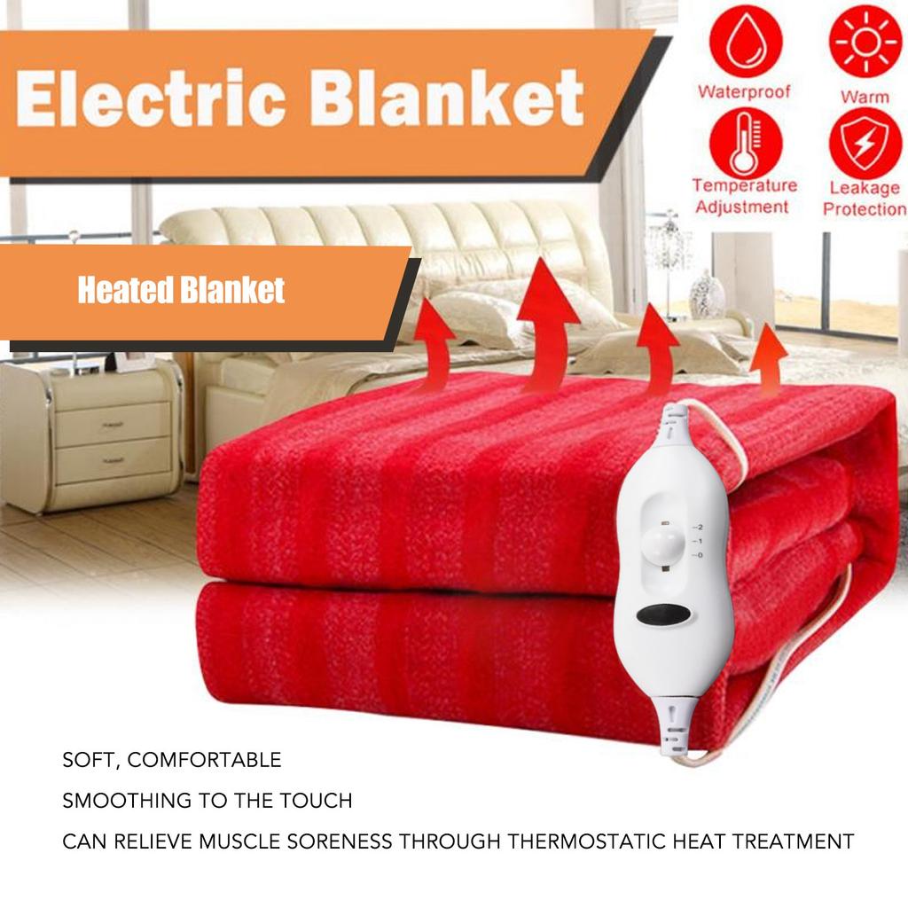 Electric Heating Blanket Relieve Muscle Soreness Keep Warm Heated Pads for Winter Use Red