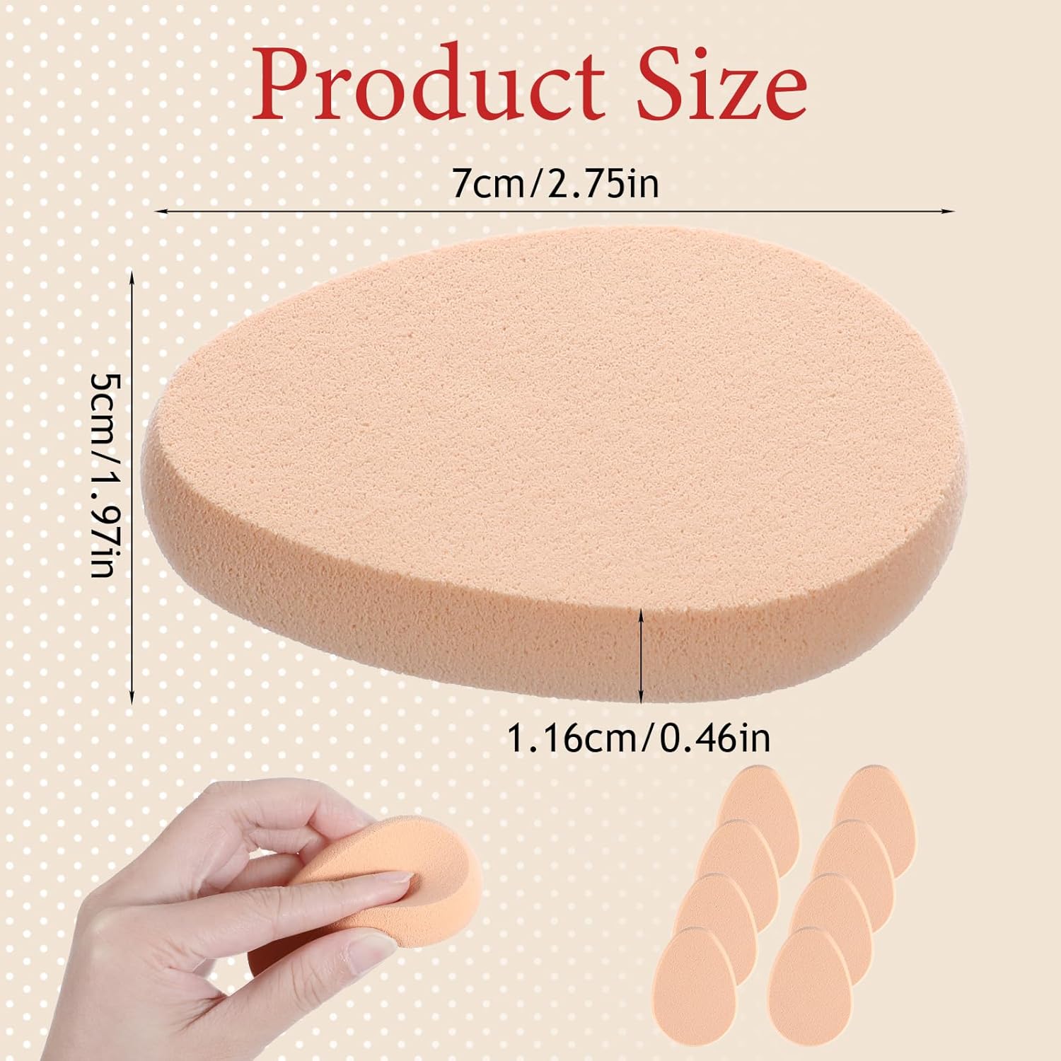 8Pcs Oval Puff Flat Makeup Sponge Cushion Foundation Puff Beige Smooth Makeup Applicator Sponge Wet Dry Primer Compact Cushion for Liquid Foundation