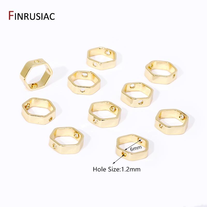 

14K Gold Plated Brass Hexagonal Frame Beads Spacer Connectors DIY Necklace Bracelet Earrings Pendants Jewelry Making Accessories 20 pieces