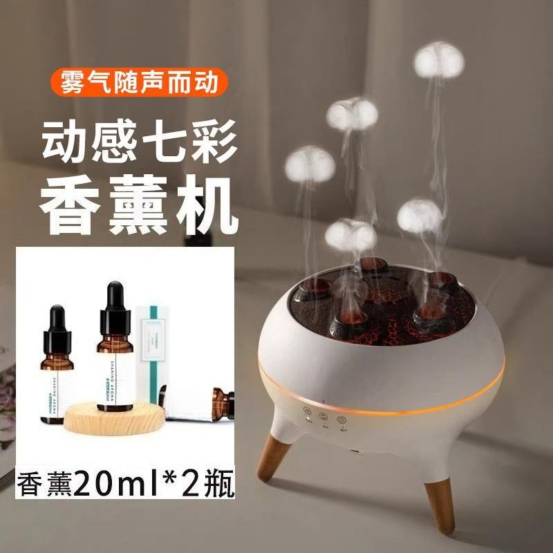Jellyfish Projection Humidifier Aromatherapy Diffuser,Voice-Controlled Mist Mode with Ambient Light,Desktop Decorative Fragrance