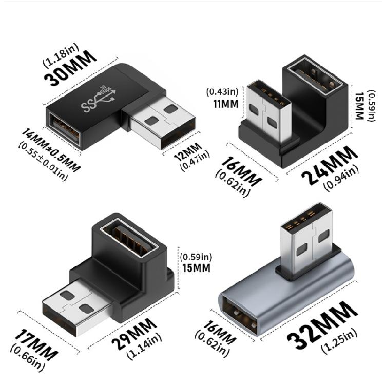 Space Saving 90° Angle USB Type C Connectors Anti Interferences Fast Charging Adapter 10Gbps For Work Environment