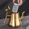 Stainless Steel Teapot with Filter for Induction Cookers - Long Spout, Large Capacity, Ideal for Restaurant Use.