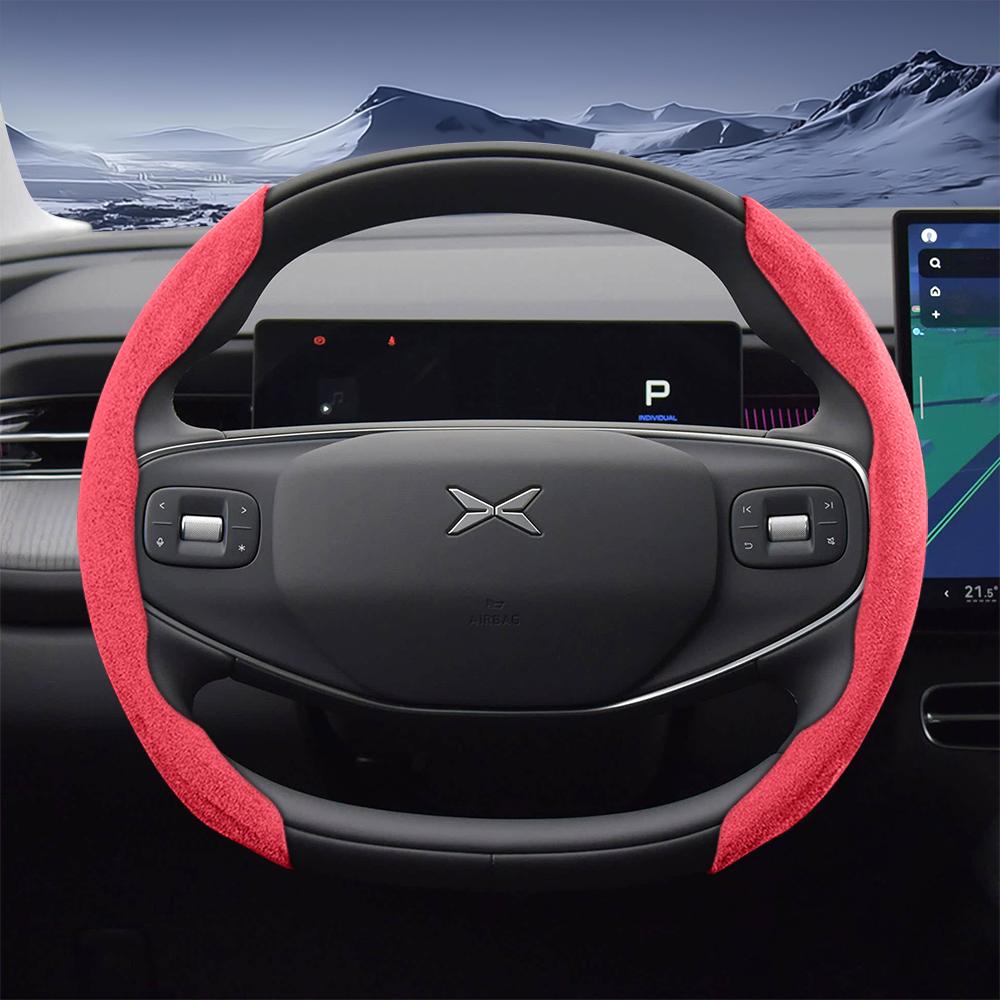 bpzsw1 Suitable for Xpeng Sports Suede Steering Wheel Cover, Split Snap-On Style, Non-Slip and Durable, for Models Such as G6, G9, P7, P7+, X9, G3,