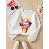 European sizes Girls' Crewneck Sweatshirt - Ice Cream Cone with Fruits & Berries, Soft Comfy Sportswear for Children & Teens