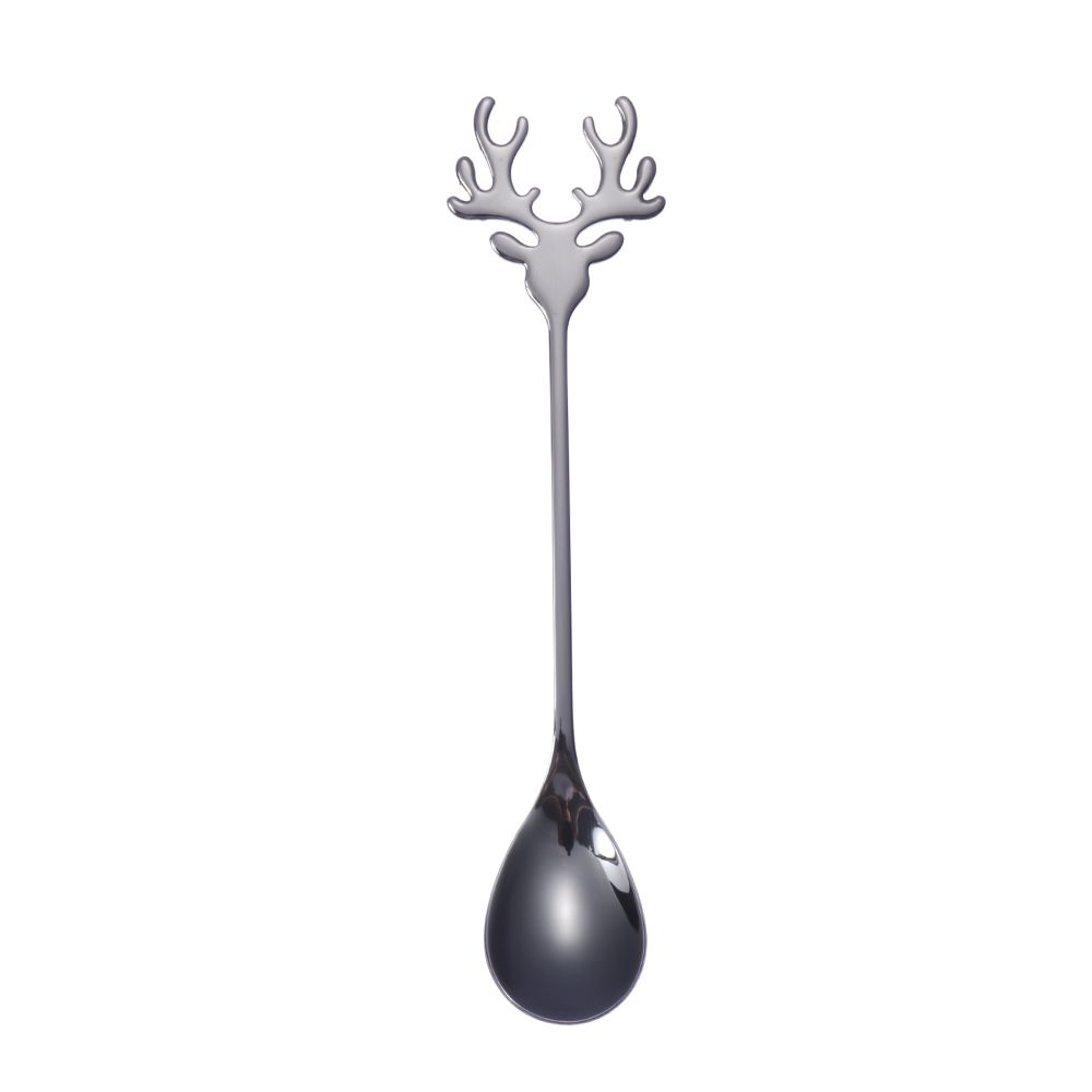 Tableware Stirring Spoon Christmas Deer Head Christmas Spoons Xmas Antlers Tea Scoop Coffee Scoops