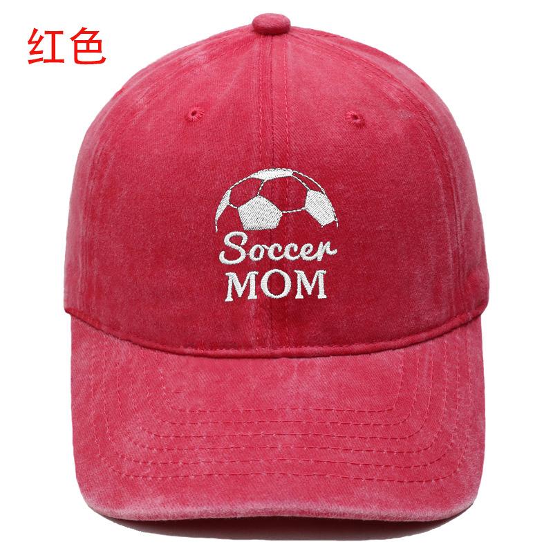 New Soccen MOM football embroidery washed baseball cap men's and women's leisure outdoor sports sun hat