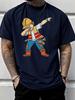 Unisexs White Summer Short Sleeve Tee Funny Dabbing Construction Worker Cartoon Print Crew Neck Loose Casual Streetwear Fashion Top
