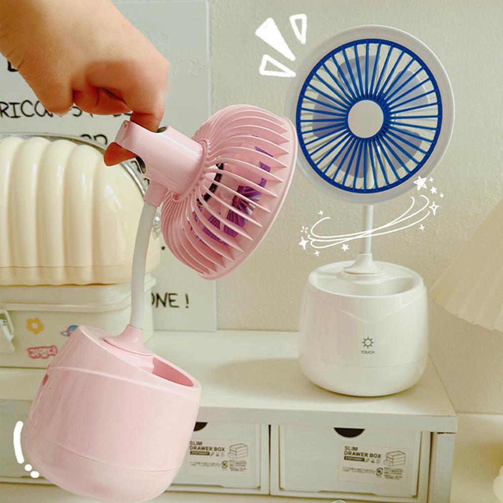 Standing Desktop Mini Fan Rechargeable USB With Touch Button Control 3 Speed Wind Control Cool Lighting Fans For Home