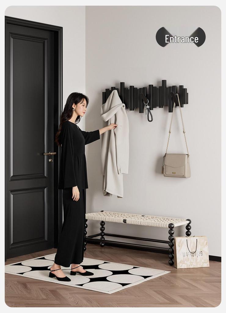 Massivholz Klaviertasten Garderobe - Wandhaken für Schlafzimmer, Flur oder Eingangsbereich