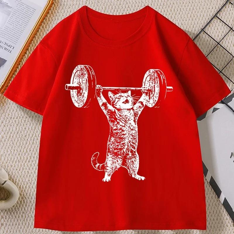 Funny Cat Gym T Shirt Women Cat Workout Funny Deadlift Gym Tshirt Casual Women Summer Round Neck Short Sleeve Clothing