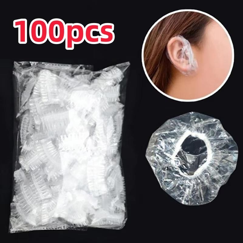100 stk. engangs hårfarge øreklokker vanntett øredeksel bakeolje vask dusj bading barber frisør rengjøringstilbehør