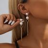 Stylish Pearl Long Earrings For Women Trendy Geometric Chain Dangles