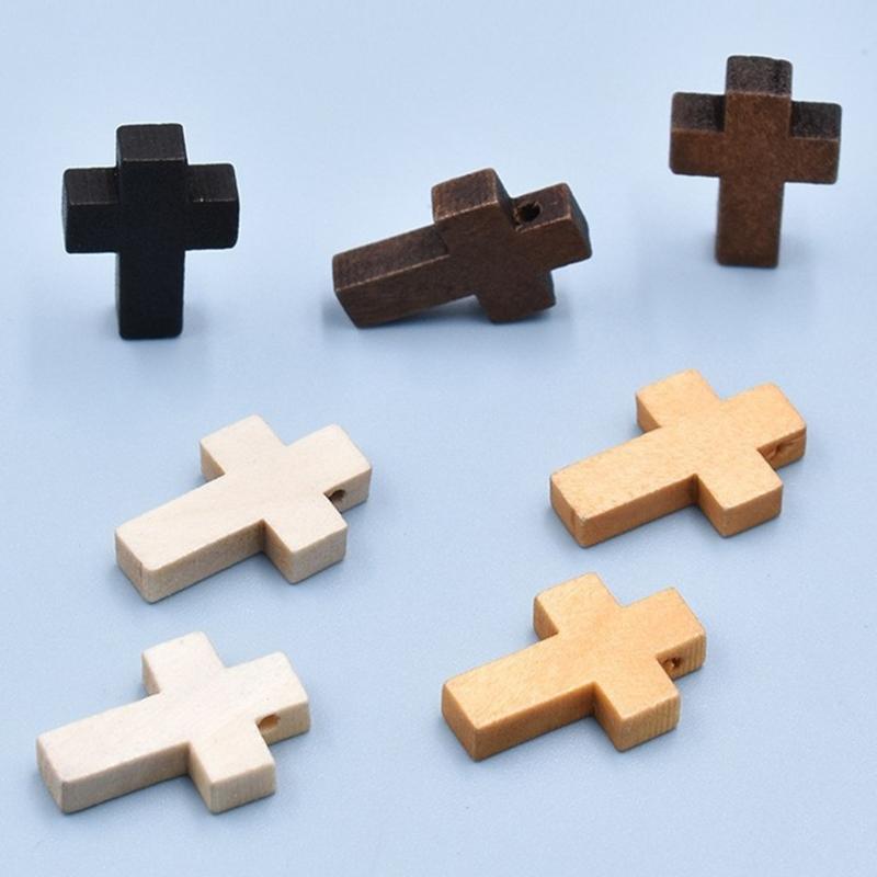 Paintable Mini Wooden Prayer Crosses Pendants,Diy Craft Charms Small Wooden Crosses with Flat Sanded Sides and Top Holes for Creative Handmade Jewelry