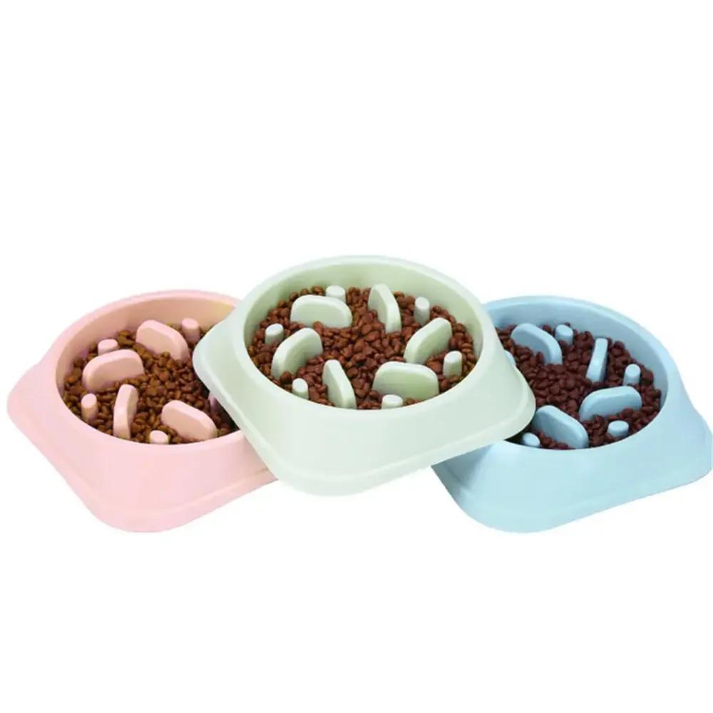 Anti Choking Anti-Gulping Slow Feeder Plastic Pet Dog and Cat Eating Dish Bowl 2021 New Food Plate
