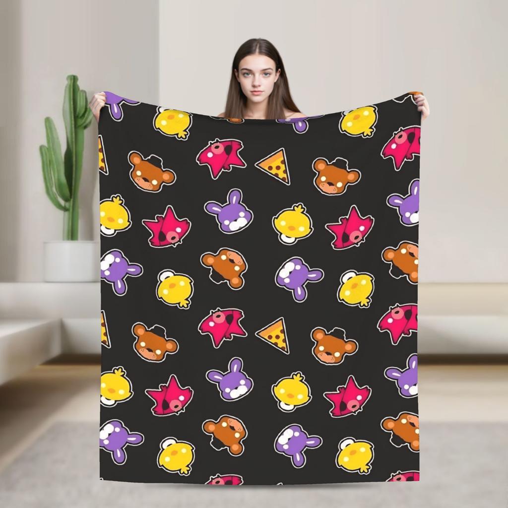 FNAFS At Freddy's Flannel Blanket Warm Soft Throw Blanket for Couch Chair Decorative Fluffy Bedspread Sofa Bed Cover