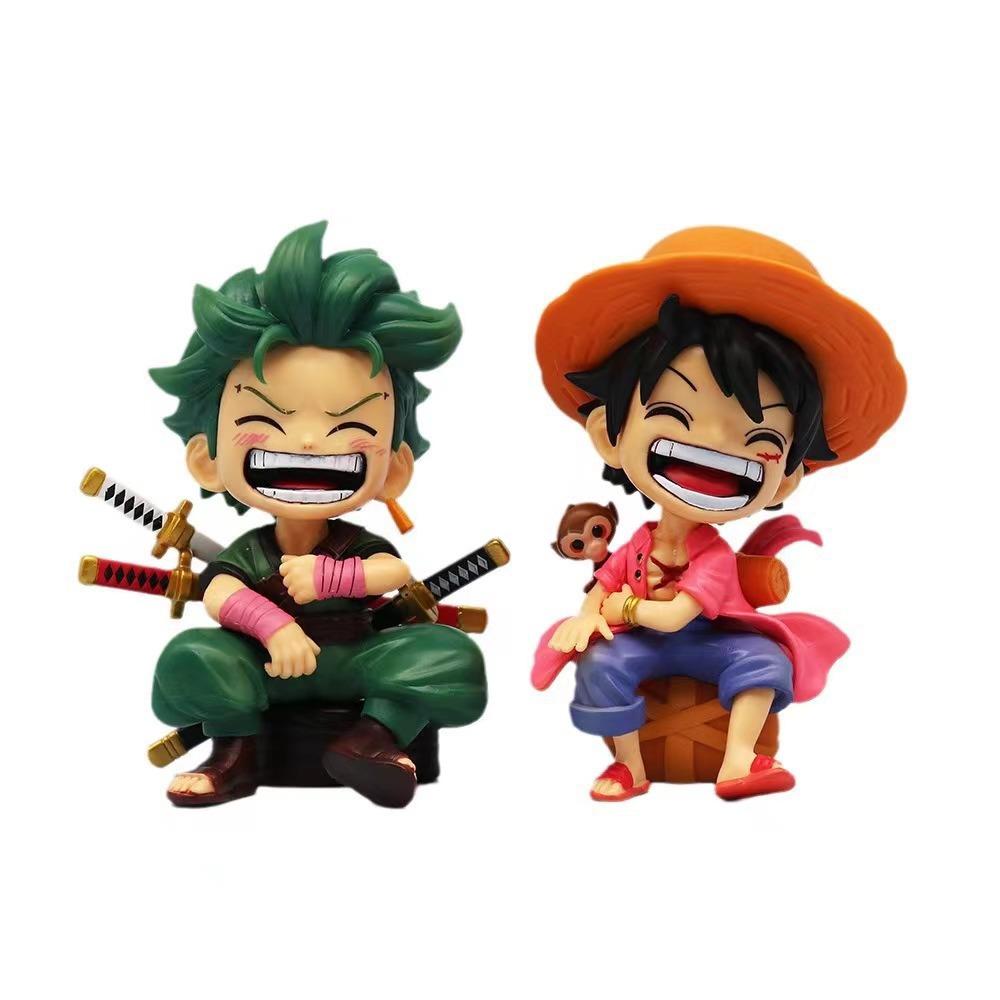 Hot Anime Pirate King Q Version Luffy Zoro Sanji Yamato Ace Mini Figure Desktop Decor Fun Gifts From Fans Car Ornament