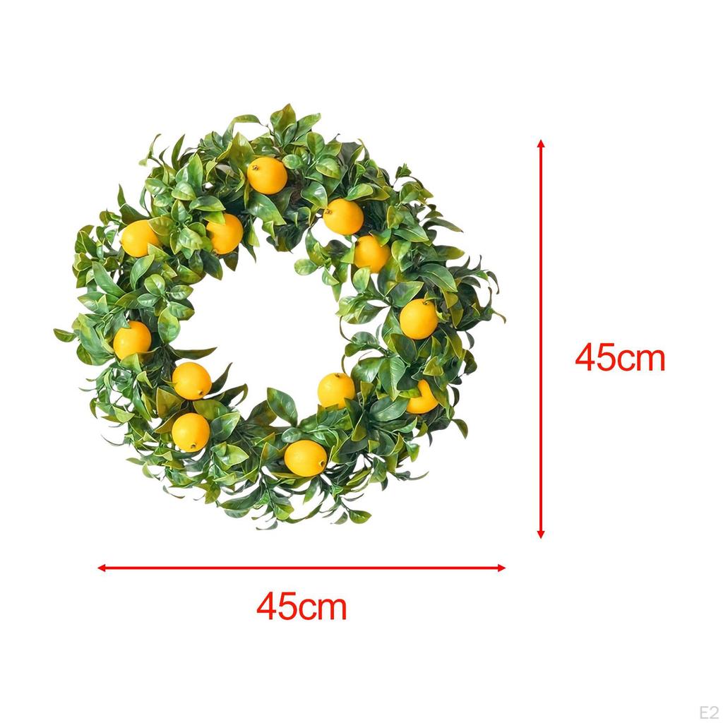 Lemon Artificial Wreath Front Door Rustic Realistic Wall Hanging Ornament Spring Summer