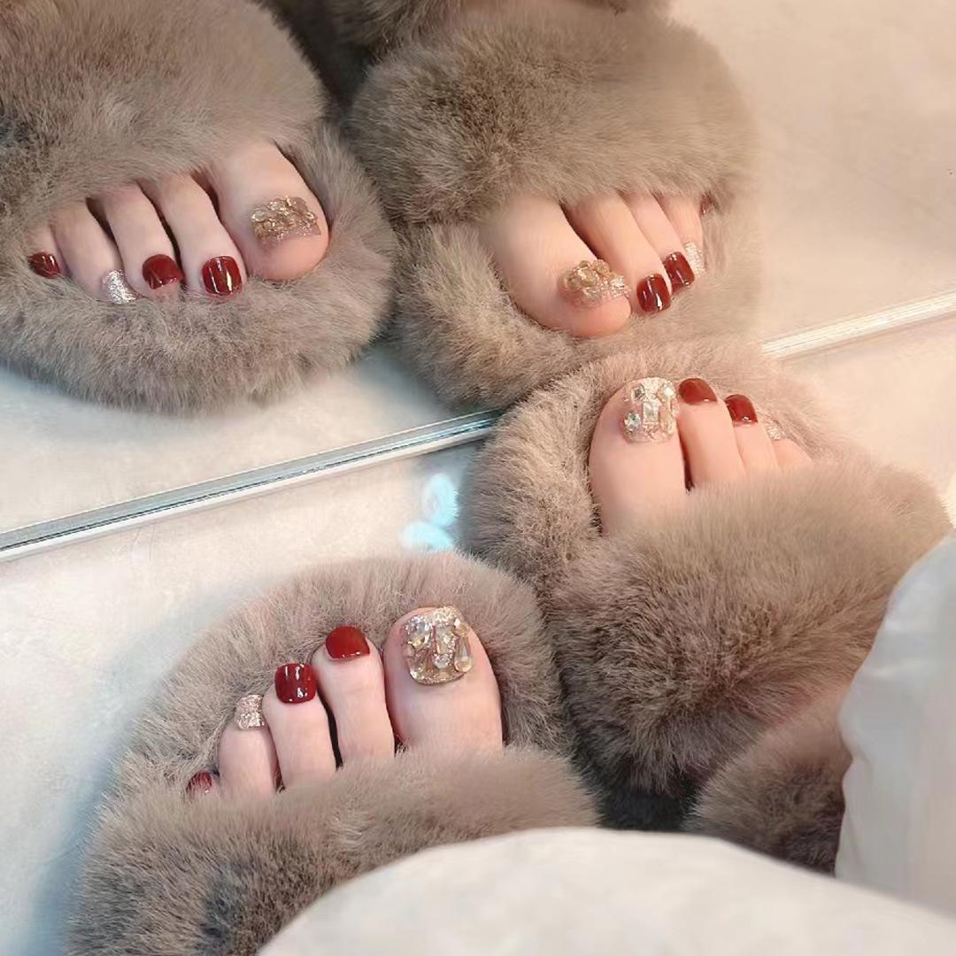 

J55 Flashy Toenail Art: Wearable Whitening False Nail Patches & Removable Stickers