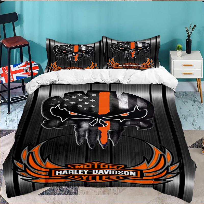Harley-davidson Motorcycle Artwork 3PCS Bedding set,Ideal for 1pc Duvet Cover And 2pcs Pillowcases Perfect for Fan gift,Ideal for Bedroom, Dormitory