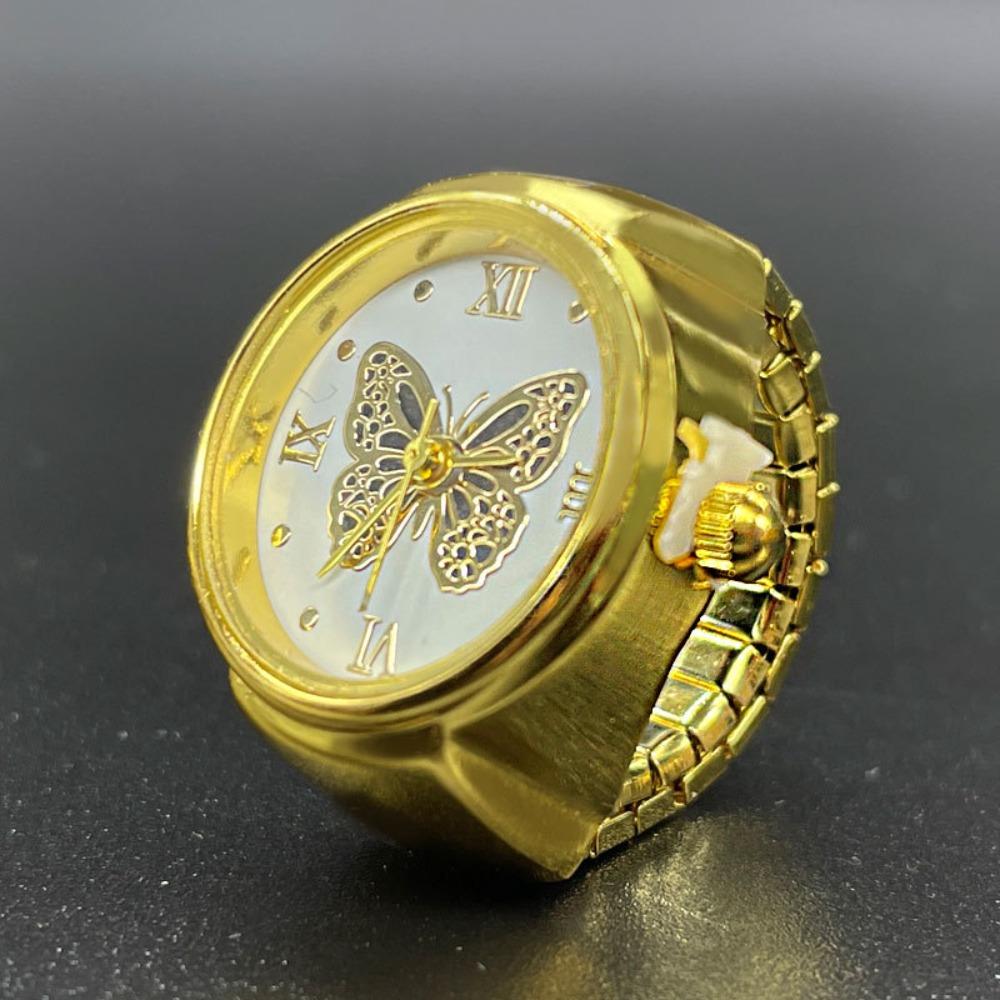 

Fashion Quartz Watch Ring Butterfly Design for Women Men Rings Jewelry resizable чёрный