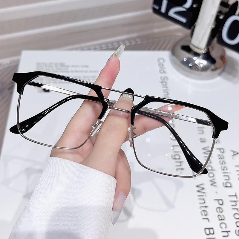Half Frame Color-Changing Anti-Blue Glasses With The Same Polarized Sunglasses Men'S High Definition Eye Protection Flat Glasses Women