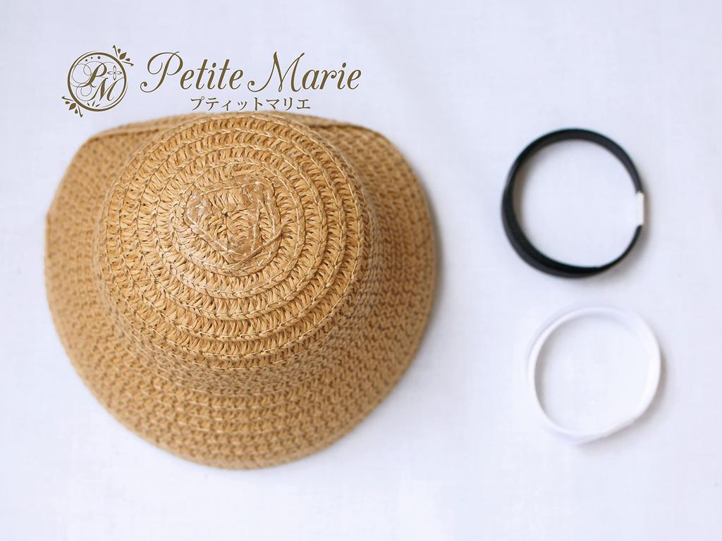 [Petite Marie] 13 DD MDD Compatible (DDH-01~10 Compatible) Bucket Hat Straw Hat Beige with Black and White Ribbon 9-10 Inch 40cm 60cm Doll BJD Doll