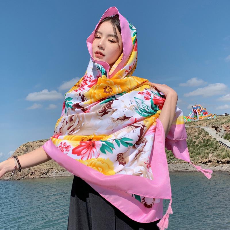 

Женская этническая шаль: Фотография путешествий по Тибету, Тонкий хлопок и лен, Солнцезащита для пустыни Дуньхуан, Шелковый шарф, Пляжное полотенце 180x90 cm