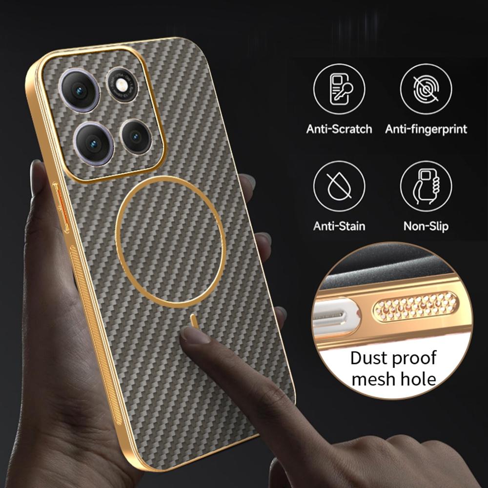 For Motorola Moto G86 5G Phone Case Carbon Fiber Textured Electroplated TPU Back Cover