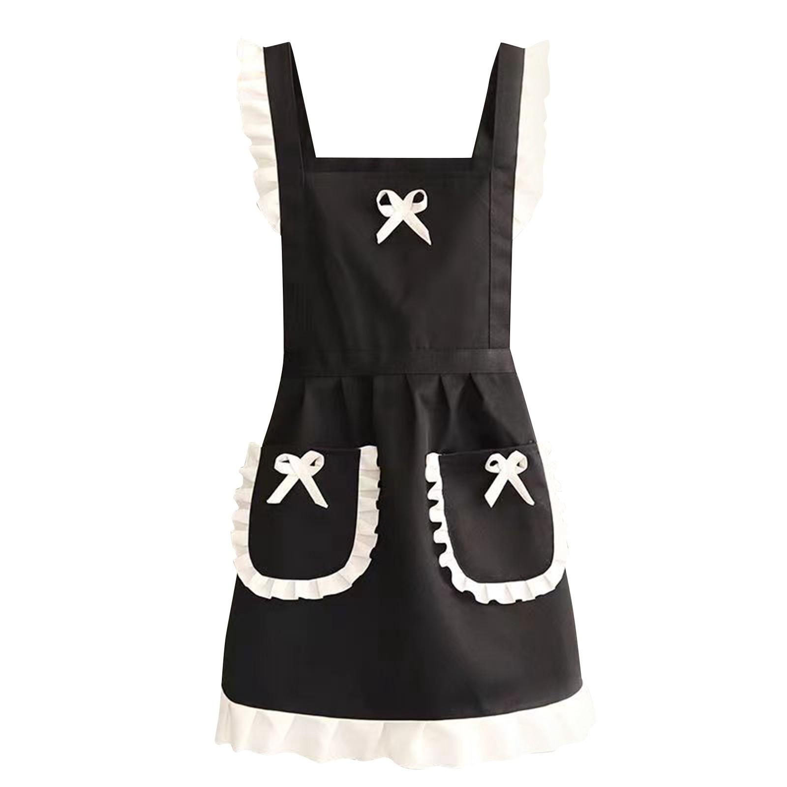 

Милые японские фартуки для женщин, бретели, кухонные и столовые фартуки One Size чёрный