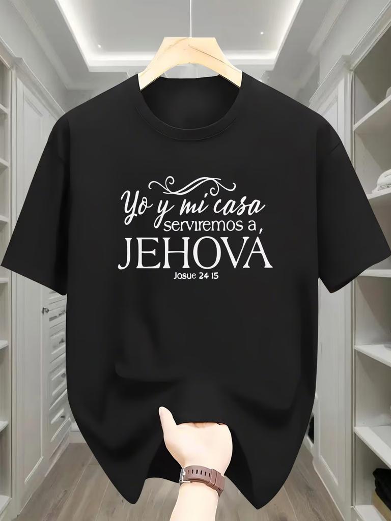 Men'S Versatile Stylish Print Short-Sleeve T-Shirt, a Trendy Top with Black And White Letter Prints