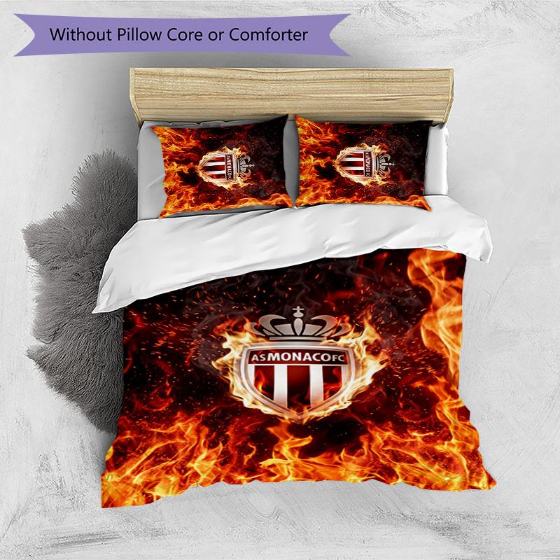 Monaco FC Printed 3PCS Bedding Set Breathable Duvet Cover with Pillowcases Decorative Bed Linen for Bedroom Home