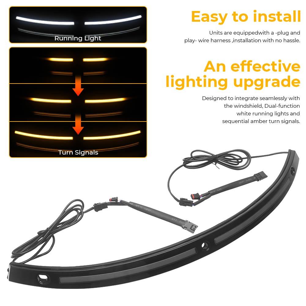 Motorcycle Part Front Windshield Fairing LED DRL/Turn Light Fits For Harley Touring Electra Glide Ultra Limited FLHTK 2014-2024
