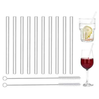 15 cm kurze Glasstrohhalme, durchsichtige Trinkhalme für Cocktails, Whisky, Kaffee, Bar, Party, gerade, gebogen, wiederverwendbare Strohhalme, Barzubehör