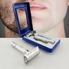 1 Set Rasoio a Lame con Spazzolino per la Pulizia Affilato a Doppio Lato Vintage Scatolato Manuale Strumento di Bellezza Acciaio Inossidabile Rasoio da Uomo Manico Esfoliante per Viaggio