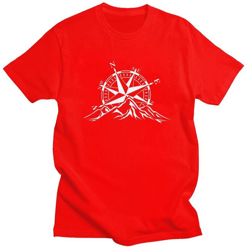 Custom Compass Rose Mountain T Shirt Men 100 Cotton Tshirt Nautical Tees Fashion Tshirts S