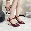2025 New Design High Heels Woman Pumps Buckle Strap Mules Sandals Sexy Pointed Toe Wedding Banquet Female Shoes