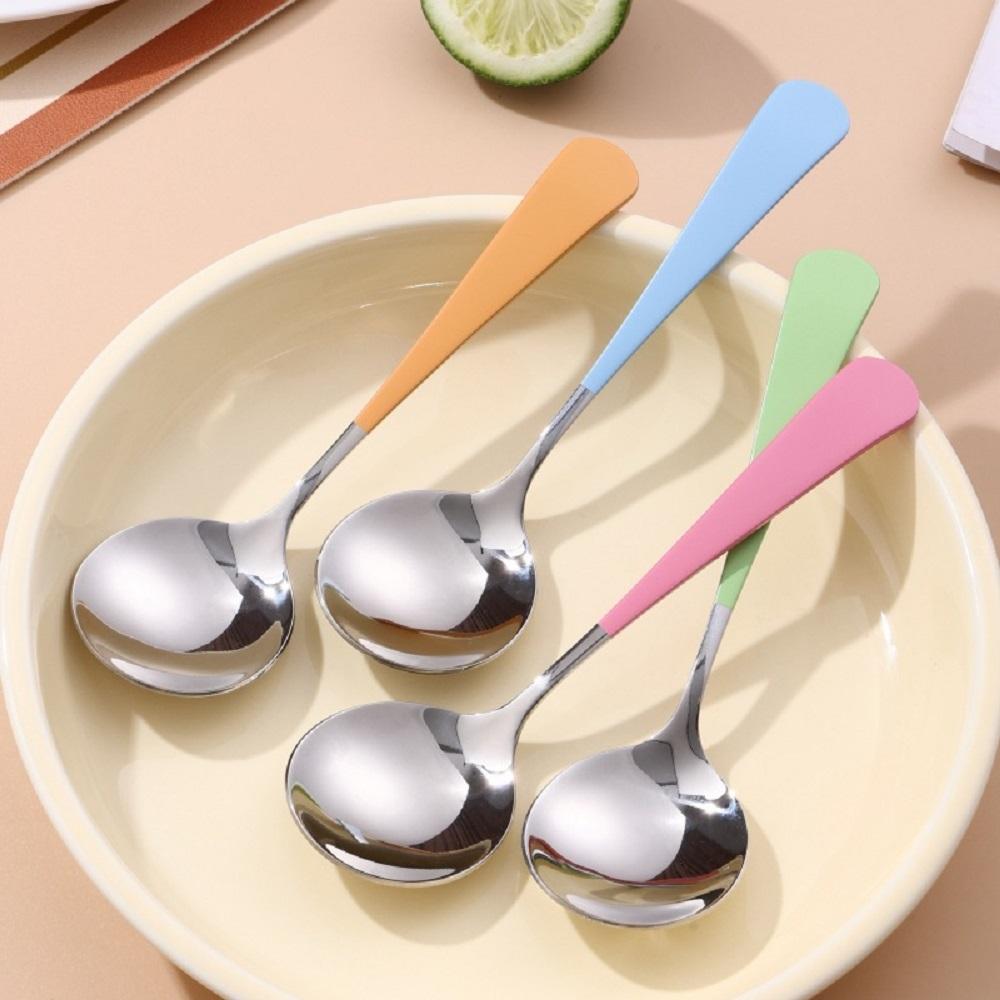 Ложка из нержавеющей стали с круглой головкой, ложка для макарон, креативная милая ложка, ложка, ложка для детского риса от знаменитости из Интернета, корейская ложка