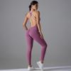 Euro-American Ruched Hip-Lift Yoga Jumpsuit: Quick-Drying and Beautiful Back Bodycon for Fitness and Running