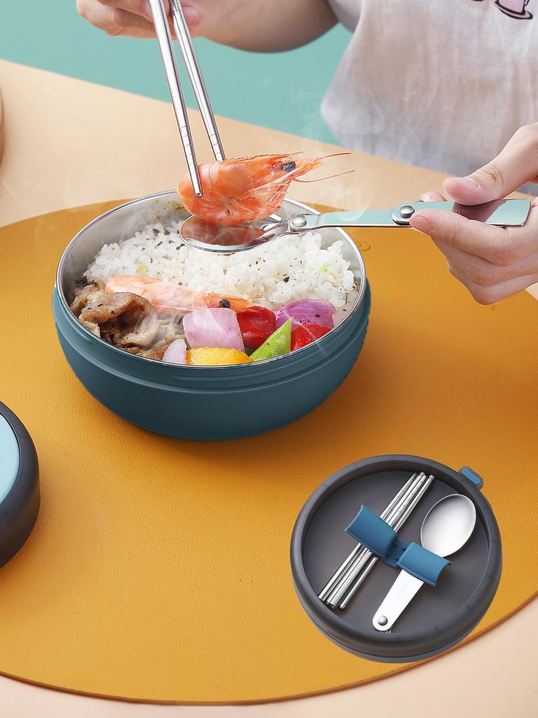 WORTHBUY Portable Bento Box With Chopsticks Spoon 304 Stainless Steel Anti Scalding Food Container Large Capacity Lunch Box
