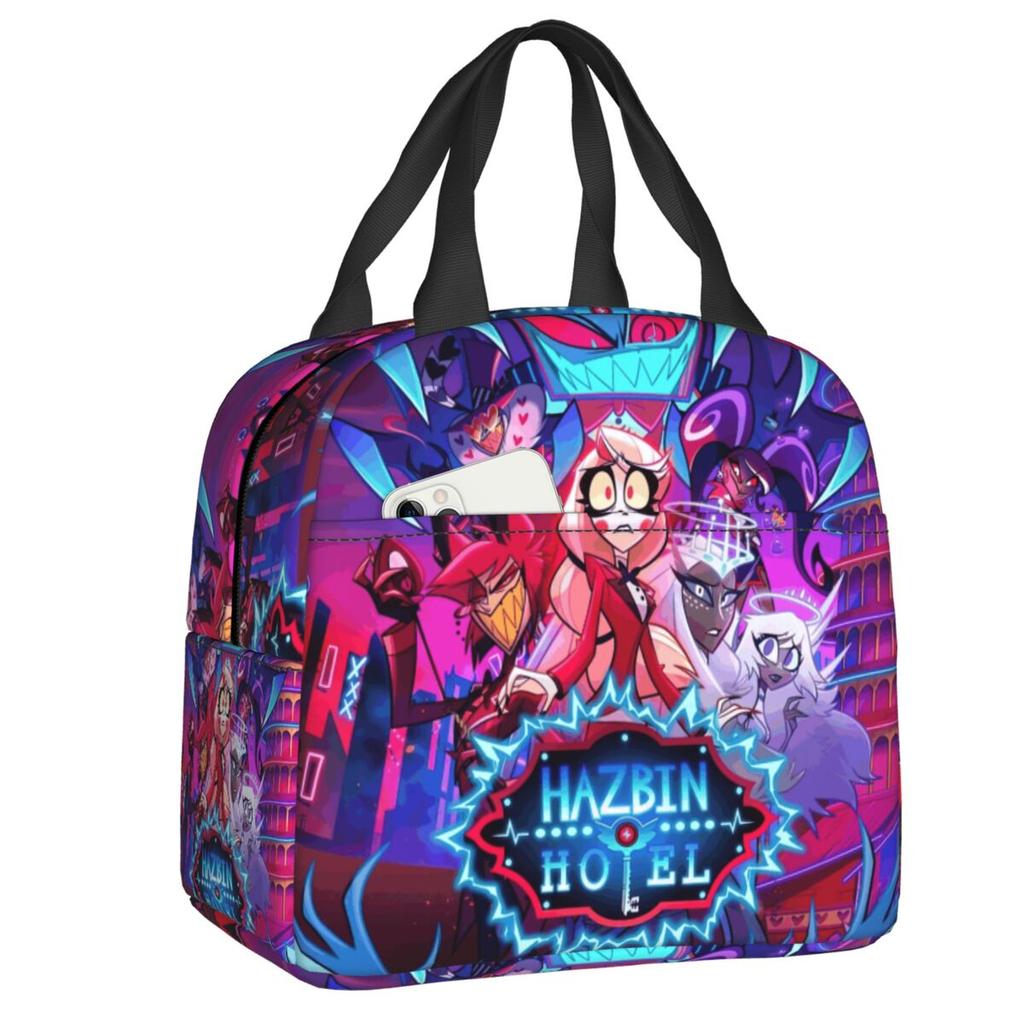 Benutzerdefinierte Hazbins Anime Animation Hotel Angel Dust Isolierte Lunchtasche Arbeit Schule Wiederverwendbare Thermos-Kühlbox Lunchbox Damen Kinder
