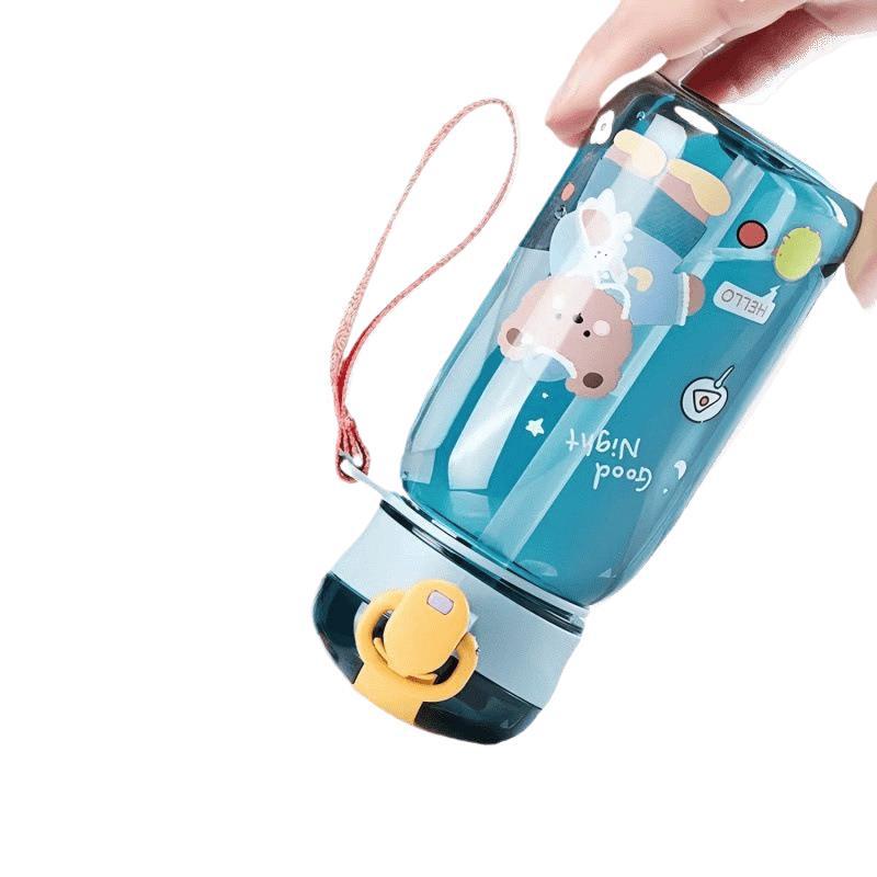 Nezha Kids' Cartoon Straw Water Cup, Portable & Durable, Food-Grade, with Thickened Handle.