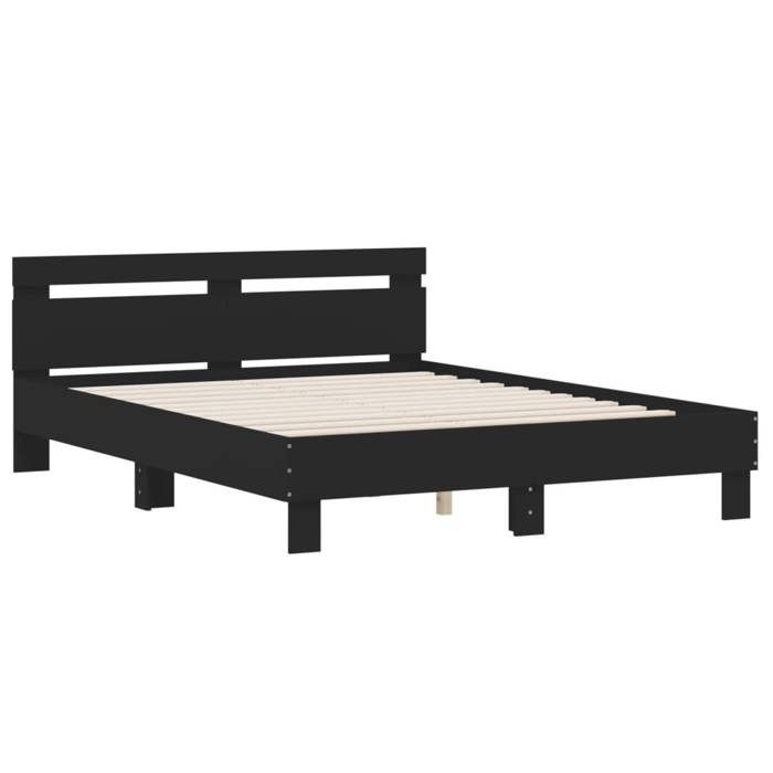 VidaXL Bed Frames with Headboard, Double Bed with Slatted Base, Adult Bed, Bedroom Furniture, Modern, Black 150x200 3207414