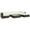 VidaXL Garden Lounge Set 8 Pcs with Cushions Wicker Brown